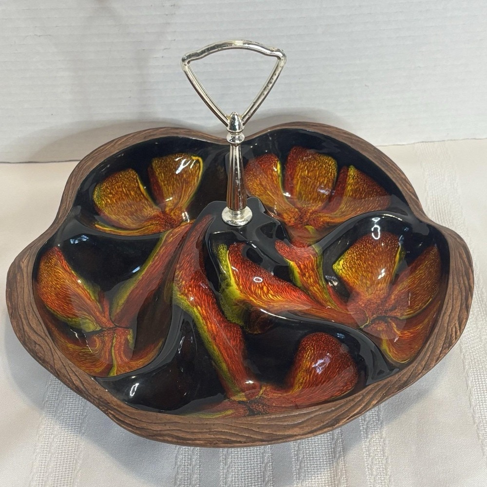 Sequoia Ware 608 USA California Pottery 1960s 5-Section Serving Dish 11 W x 7.5H